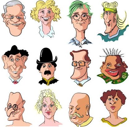 12 cartoon faces to classify, summarised in the next table.